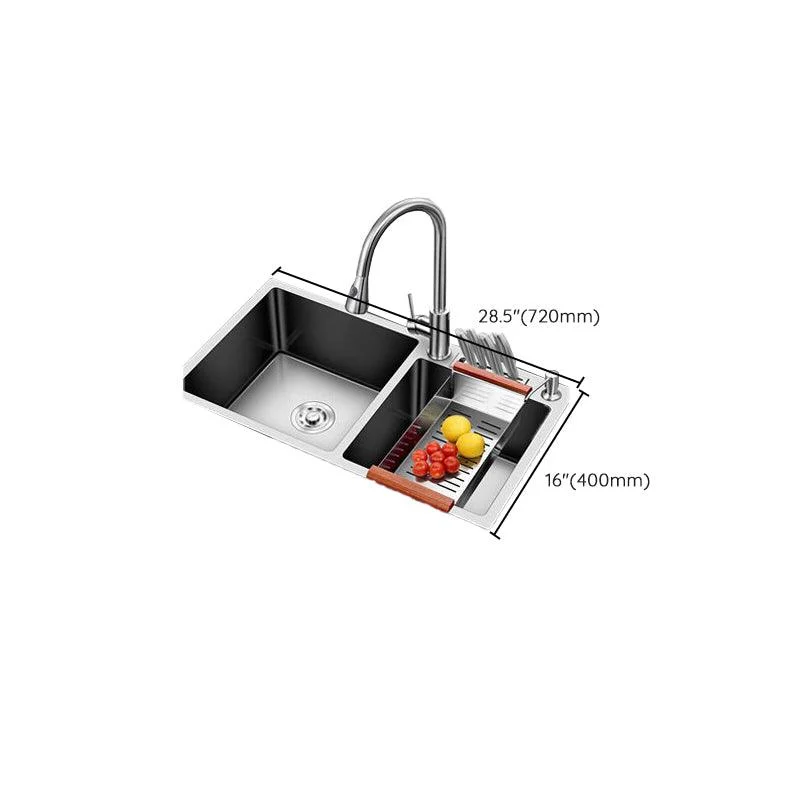 Drop-In Kitchen Sink Stainless Steel Modern Style Rectangle Kitchen Double Sink -Bathlova