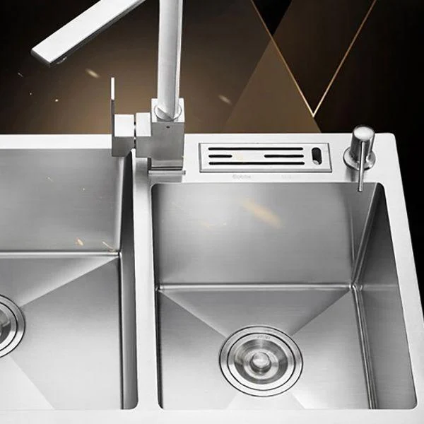 Drop-In Kitchen Sink Stainless Steel Modern Style Rectangle Kitchen Double Sink -Bathlova