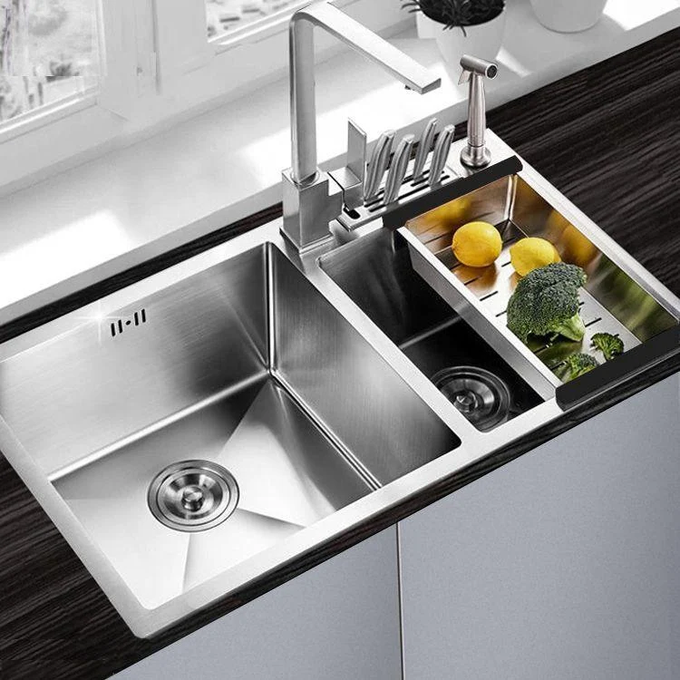 Drop-In Kitchen Sink Stainless Steel Modern Style Rectangle Kitchen Double Sink -Bathlova