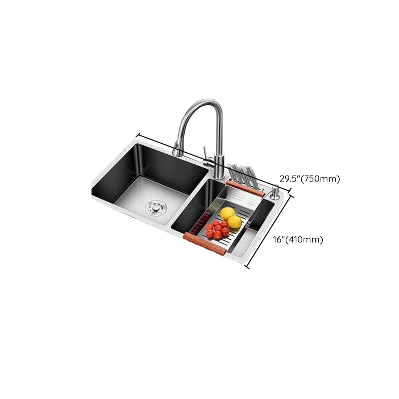 Drop-In Kitchen Sink Stainless Steel Modern Style Rectangle Kitchen Double Sink -Bathlova