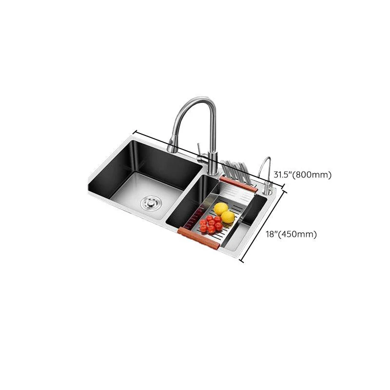 Drop-In Kitchen Sink Stainless Steel Modern Style Rectangle Kitchen Double Sink -Bathlova