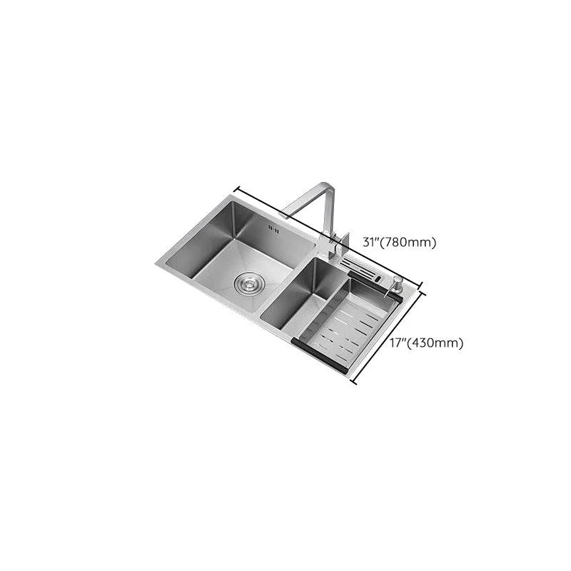 Drop-In Kitchen Sink Stainless Steel Modern Style Rectangle Kitchen Double Sink -Bathlova