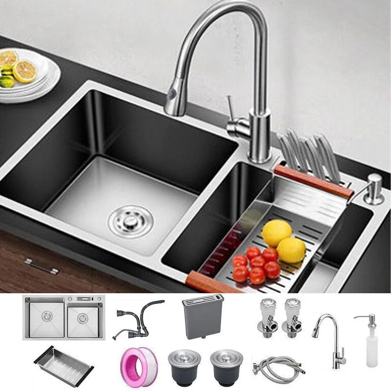 Drop-In Kitchen Sink Stainless Steel Modern Style Rectangle Kitchen Double Sink -Bathlova