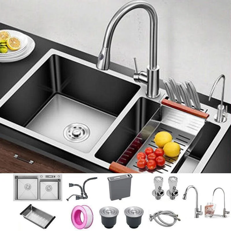 Drop-In Kitchen Sink Stainless Steel Modern Style Rectangle Kitchen Double Sink -Bathlova