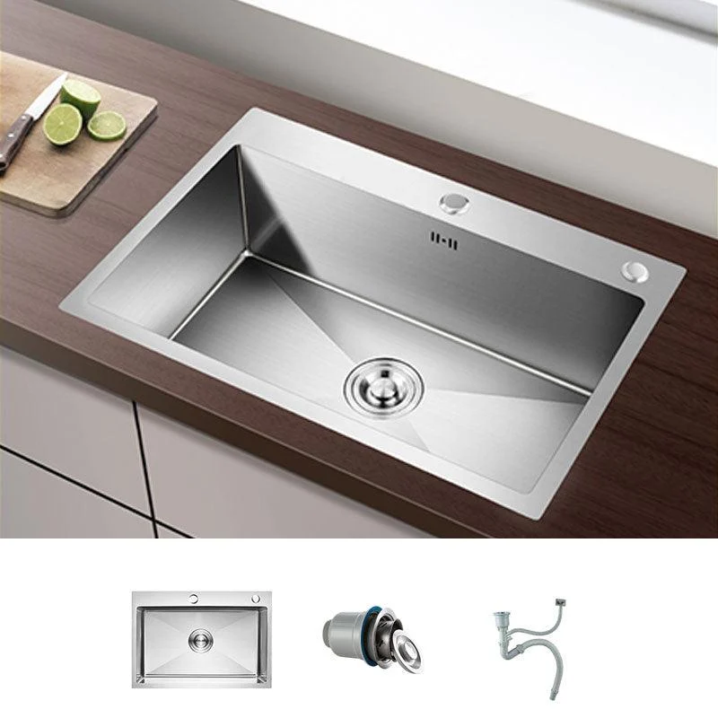 Drop-In Kitchen Sink with 2 Holes Stainless Steel Single Bowl Sink -Bathlova