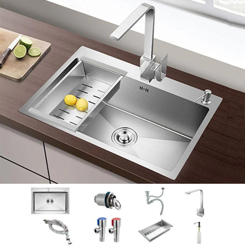 Drop-In Kitchen Sink with 2 Holes Stainless Steel Single Bowl Sink -Bathlova