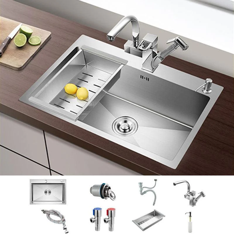 Drop-In Kitchen Sink with 2 Holes Stainless Steel Single Bowl Sink -Bathlova