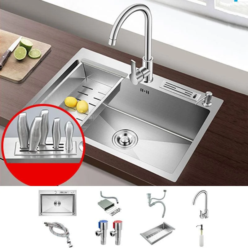 Drop-In Kitchen Sink with 2 Holes Stainless Steel Single Bowl Sink -Bathlova