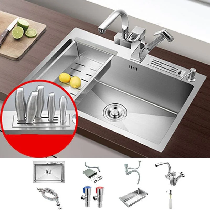 Drop-In Kitchen Sink with 2 Holes Stainless Steel Single Bowl Sink -Bathlova