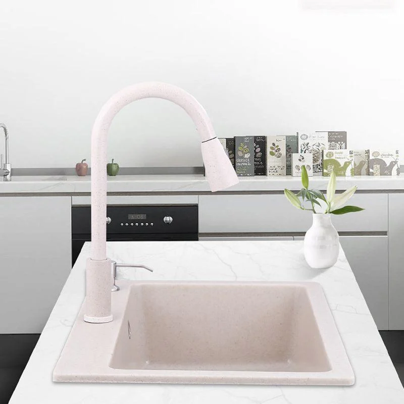 Drop-In Quartz Kitchen Sink Single Bowl Kitchen Sink in White -Bathlova