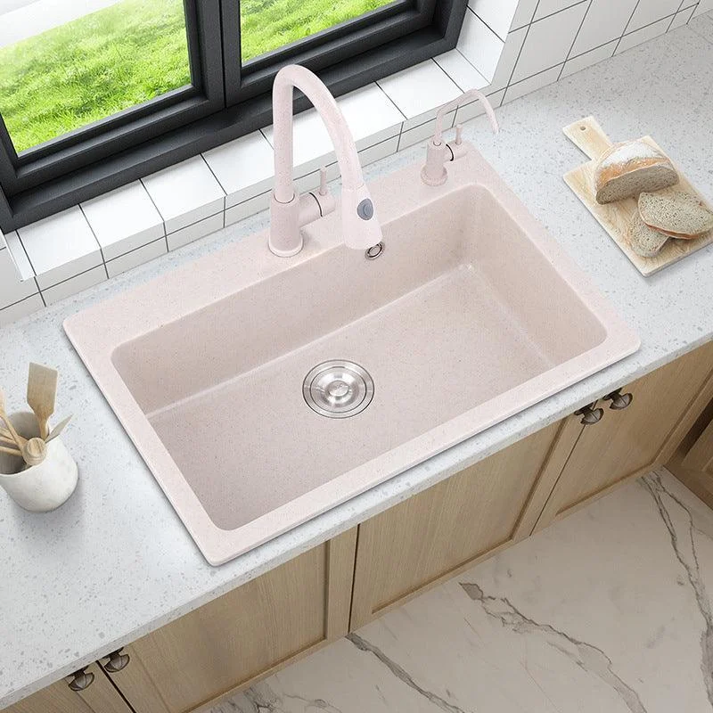 Drop-In Quartz Kitchen Sink Single Bowl Kitchen Sink in White -Bathlova