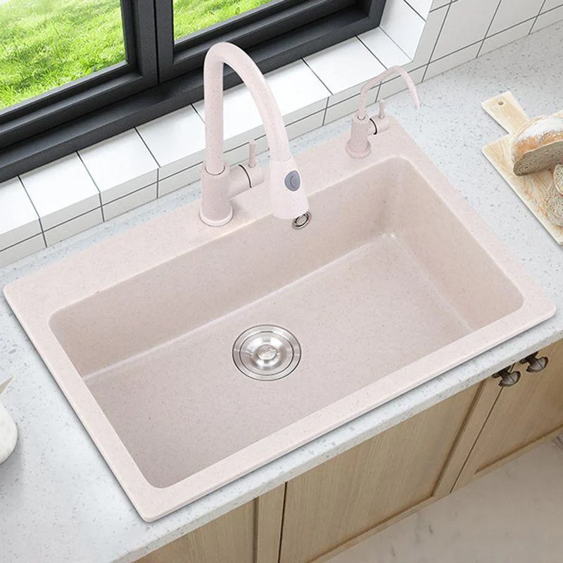 Drop-In Quartz Kitchen Sink Single Bowl Kitchen Sink in White -Bathlova