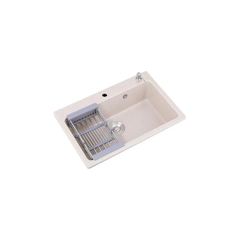 Drop-In Quartz Kitchen Sink Single Bowl Kitchen Sink in White -Bathlova