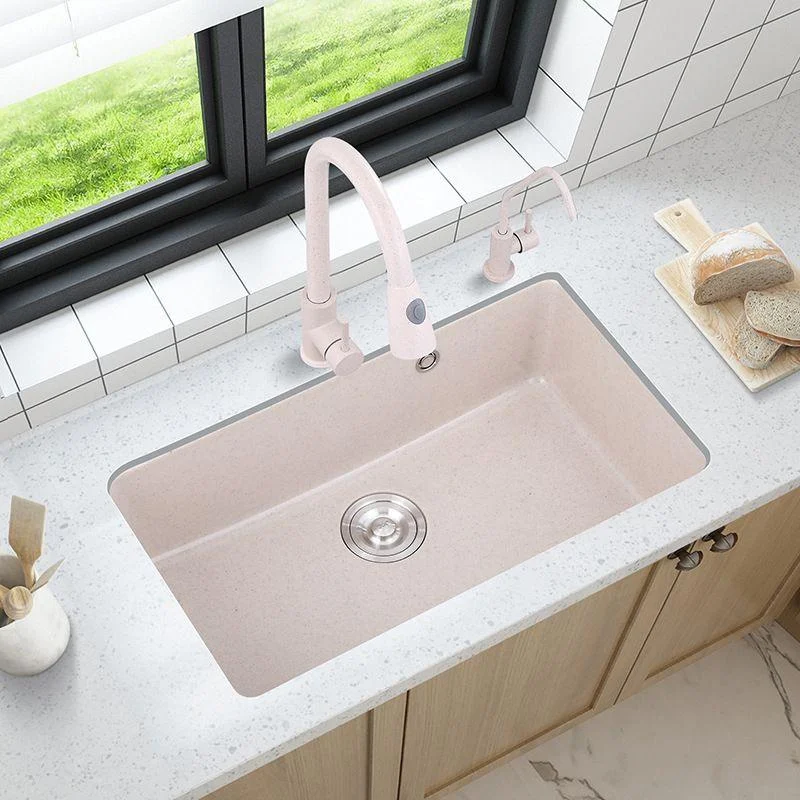 Drop-In Quartz Kitchen Sink Single Bowl Kitchen Sink in White -Bathlova