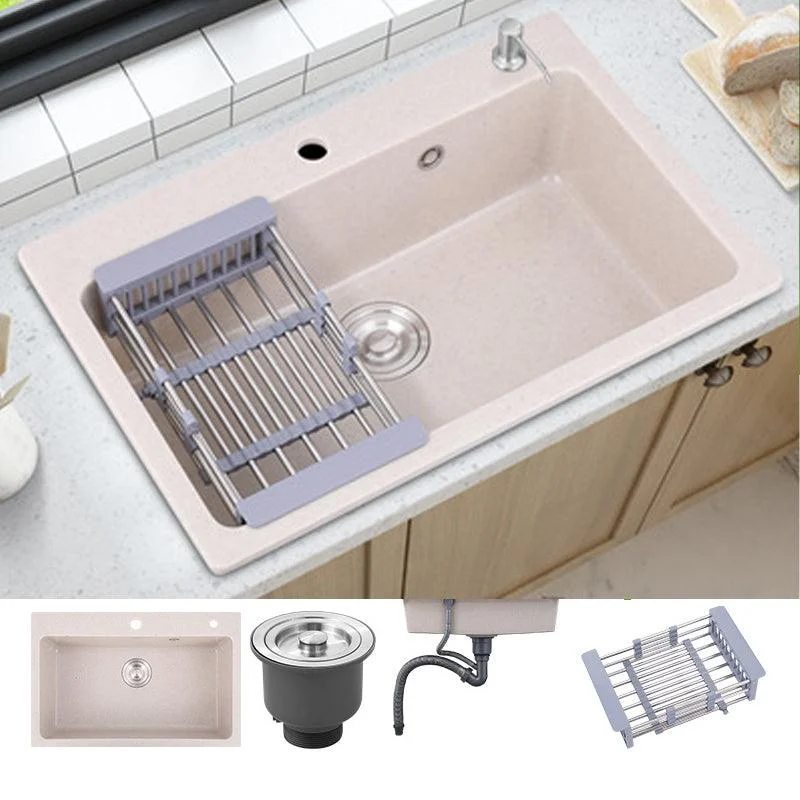 Drop-In Quartz Kitchen Sink Single Bowl Kitchen Sink in White -Bathlova