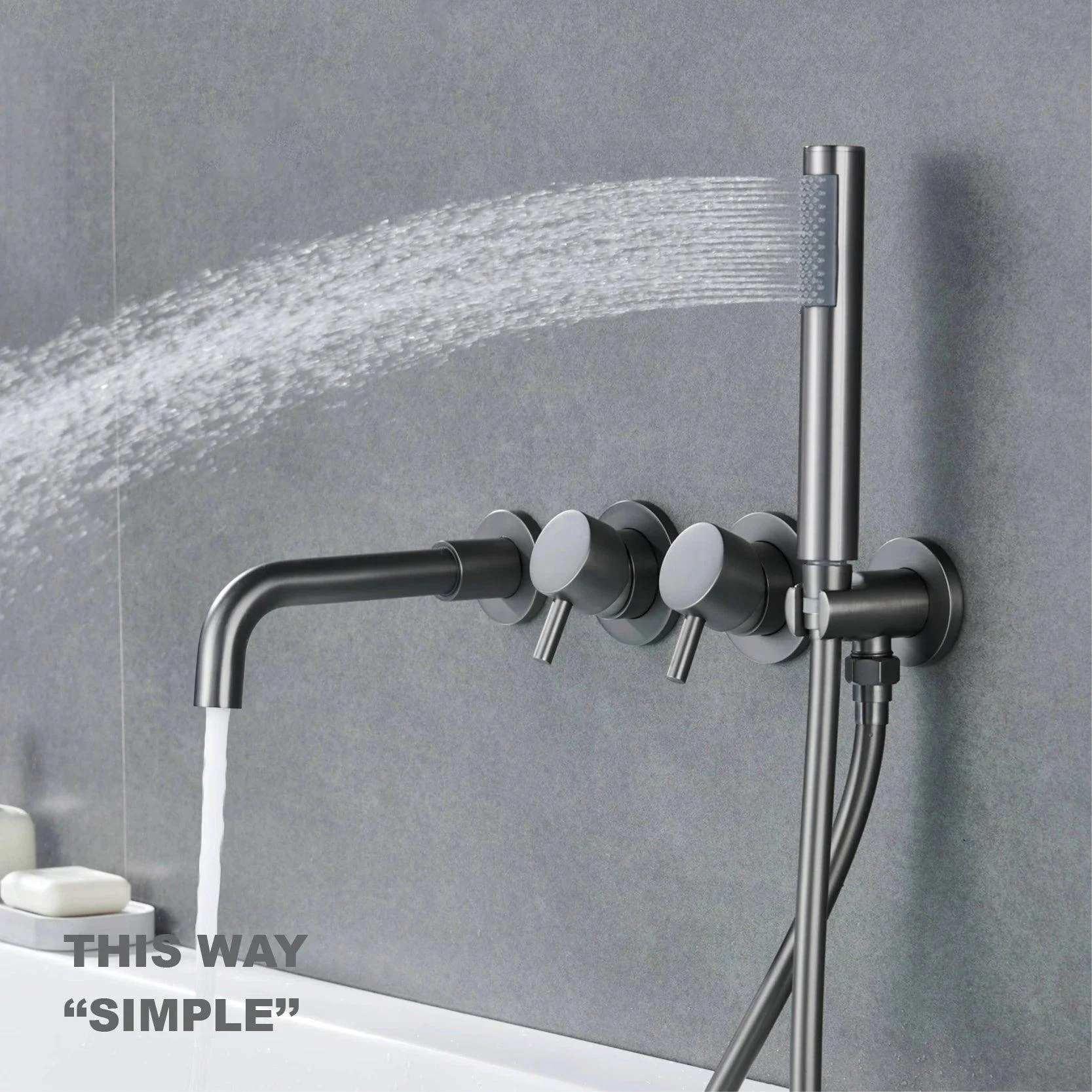 Dual Handle Split Type Dual Control Bathtub Tap With Wall Mounted Design -Bathlova