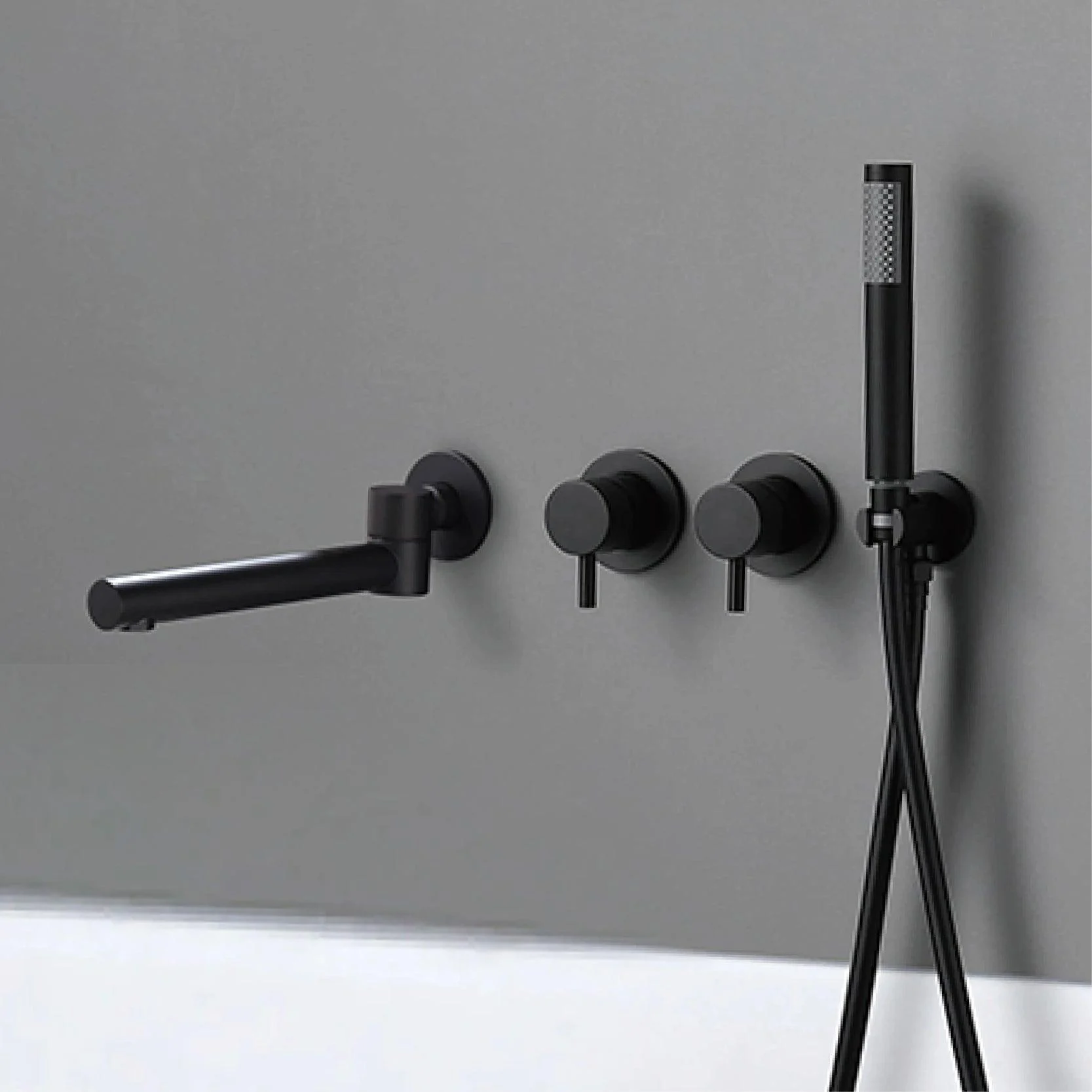 Dual Handle Split Type Dual Control Bathtub Tap With Wall Mounted Design -Bathlova