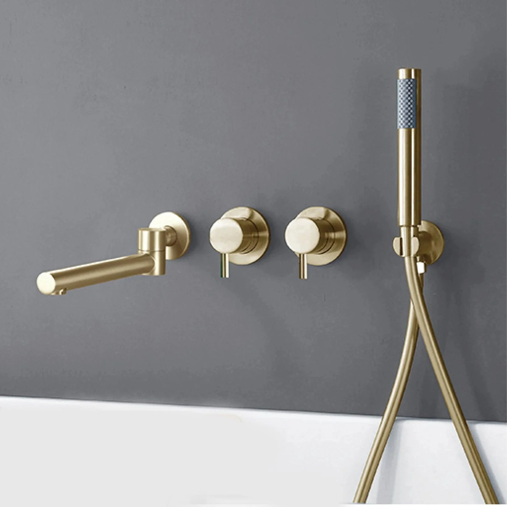 Dual Handle Split Type Dual Control Bathtub Tap With Wall Mounted Design -Bathlova