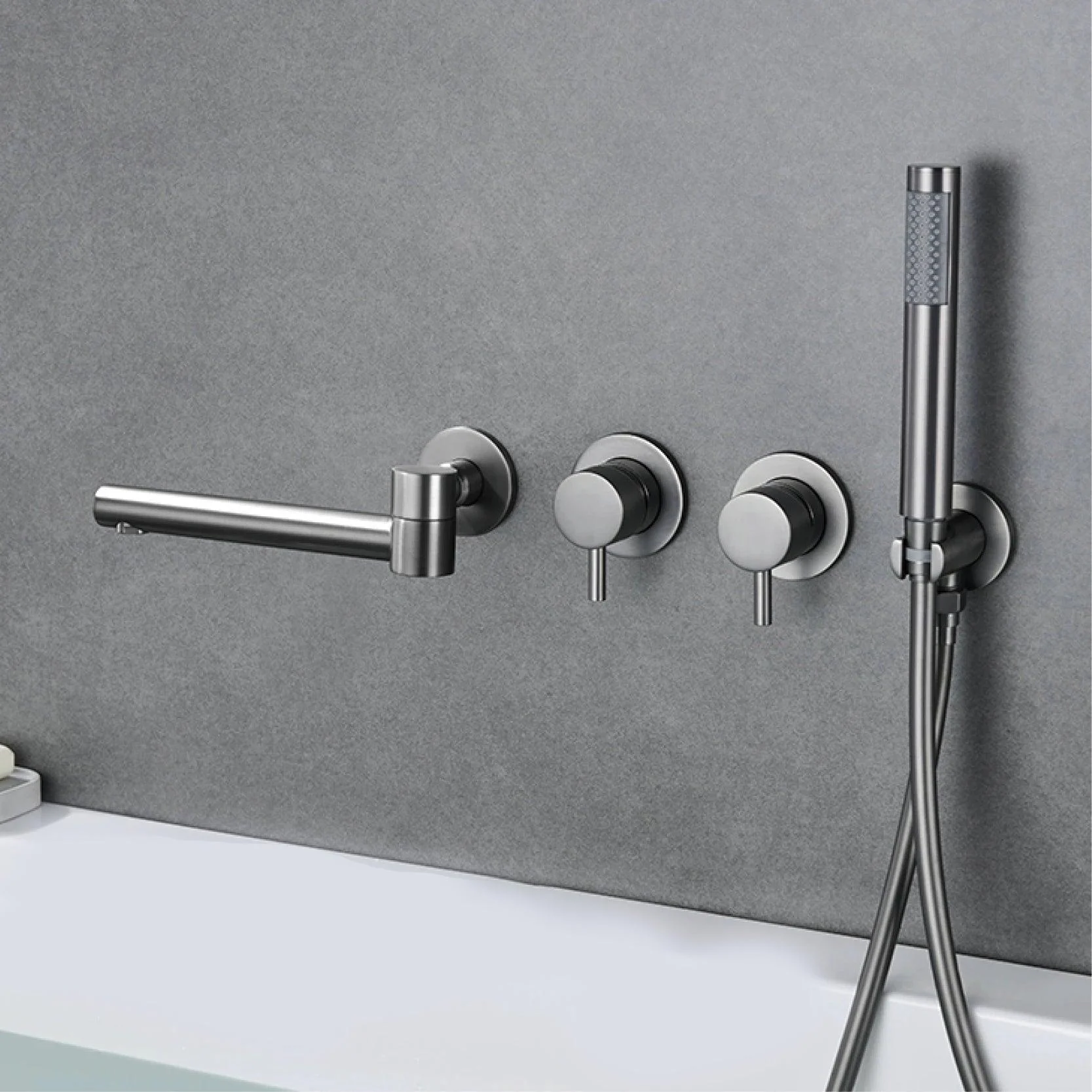 Dual Handle Split Type Dual Control Bathtub Tap With Wall Mounted Design -Bathlova