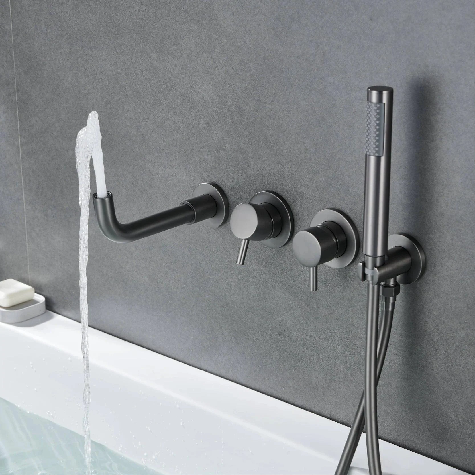 Dual Handle Split Type Dual Control Bathtub Tap With Wall Mounted Design -Bathlova