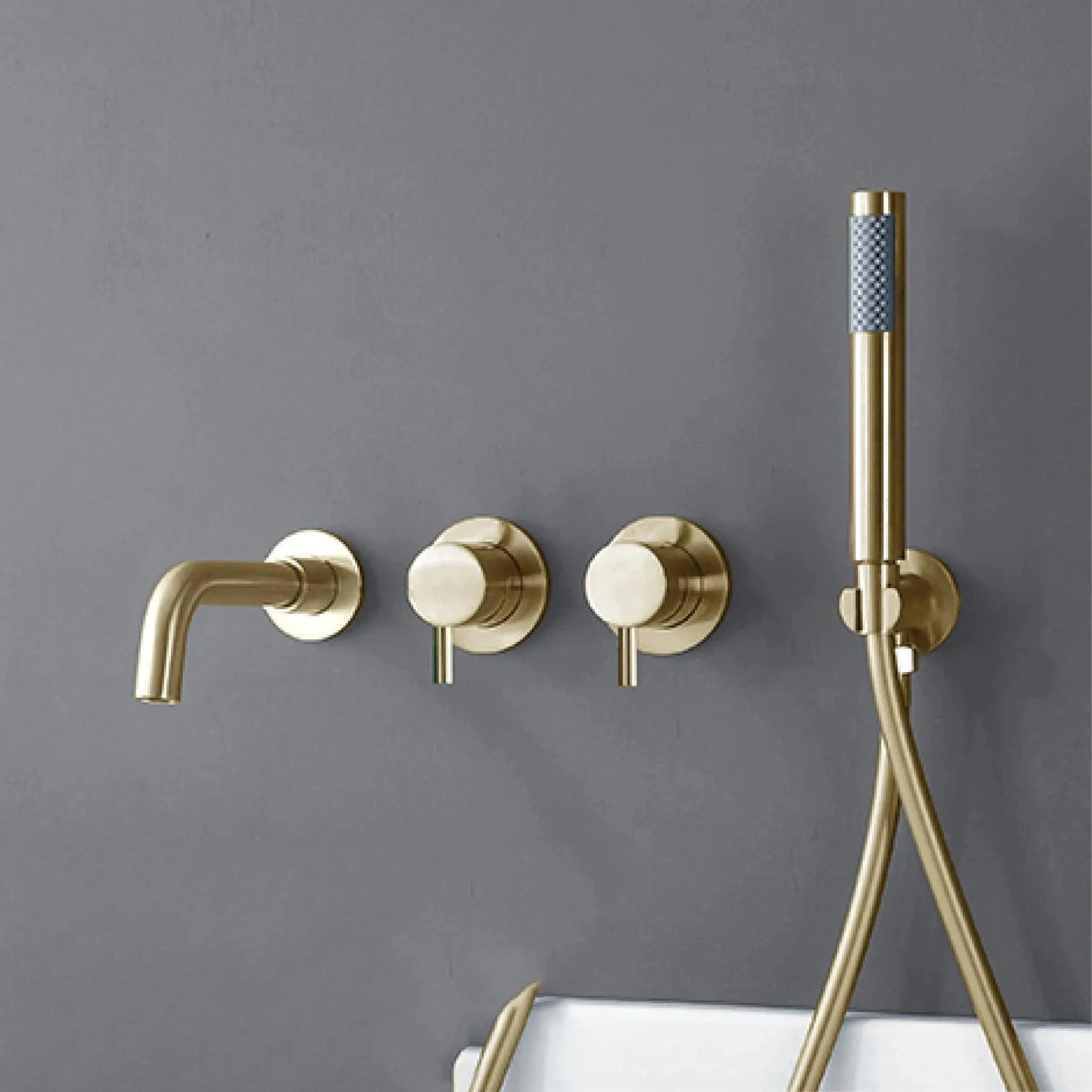 Dual Handle Split Type Dual Control Bathtub Tap With Wall Mounted Design -Bathlova