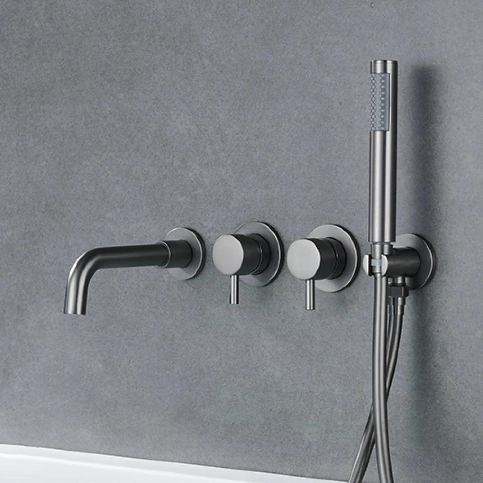 Dual Handle Split Type Dual Control Bathtub Tap With Wall Mounted Design -Bathlova