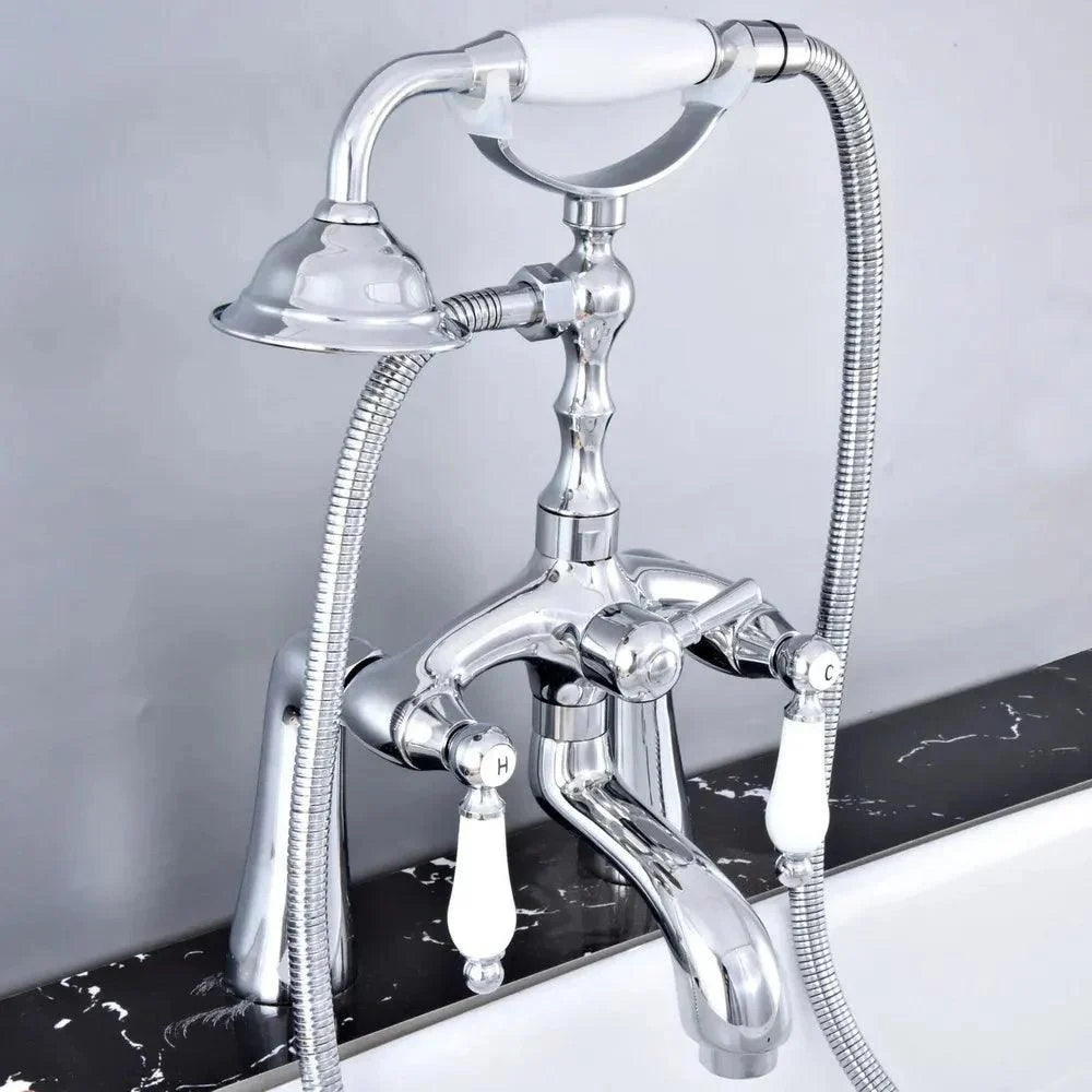 Dual Handle Telephone Style Hand Shower Clawfoot Bathroom Tub Tap -Bathlova