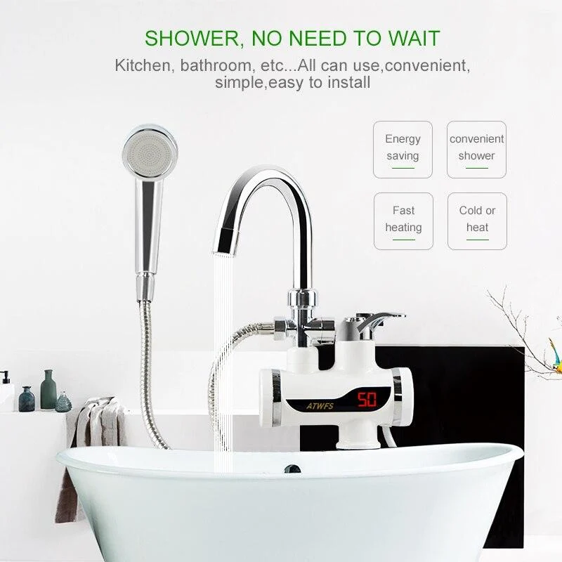 Electric Instant Shower Water Heater Instant Kitchen Electric Tap -Bathlova