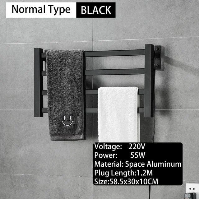 Electric Metal Towel Bar Towel Dryer Rack Towel Warmer and Towel Holder In Black Or White -Bathlova