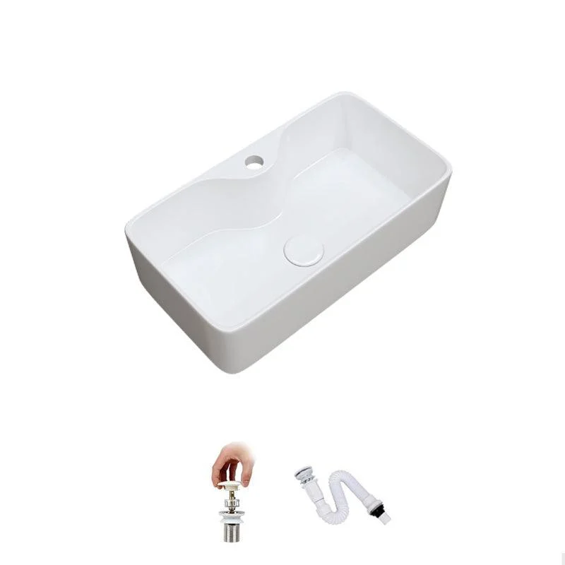 Fade Resistant Bath Sink White Rectangular Ceramic Tap Vessel Bathroom Sink -Bathlova