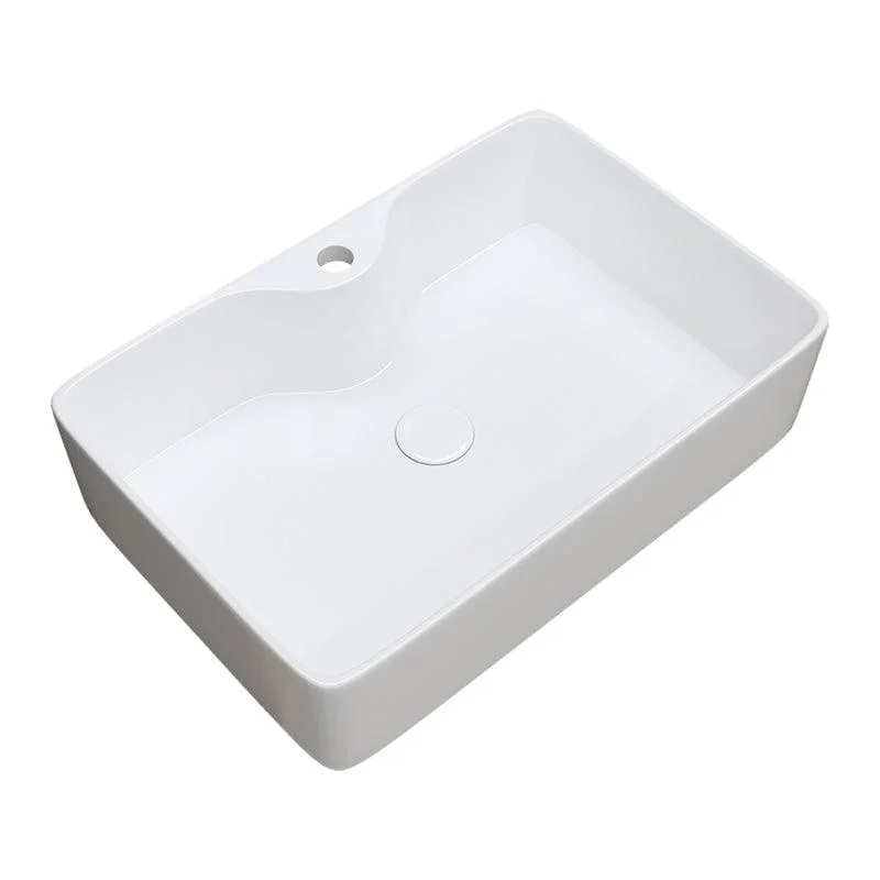 Fade Resistant Bath Sink White Rectangular Ceramic Tap Vessel Bathroom Sink -Bathlova