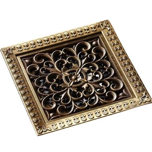 Fancy Antique Brass Bathroom Waste Grate Floor Drain -Bathlova