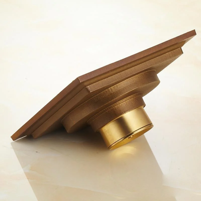 Fancy Antique Brass Bathroom Waste Grate Floor Drain -Bathlova