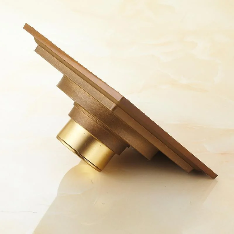 Fancy Antique Brass Bathroom Waste Grate Floor Drain -Bathlova