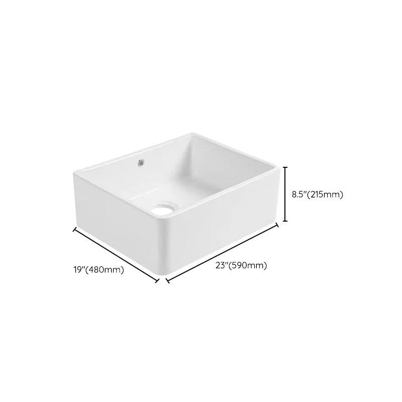 Farm Style Bathroom Sink Ceramic Rectangular Washroom Sink with Tap -Bathlova