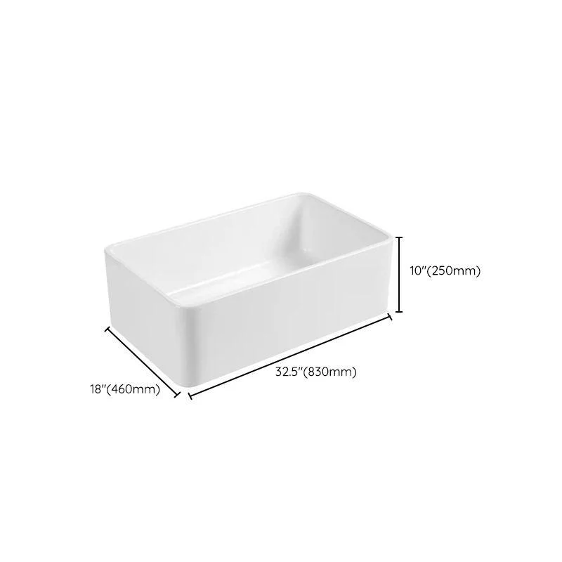 Farm Style Bathroom Sink Ceramic Rectangular Washroom Sink with Tap -Bathlova