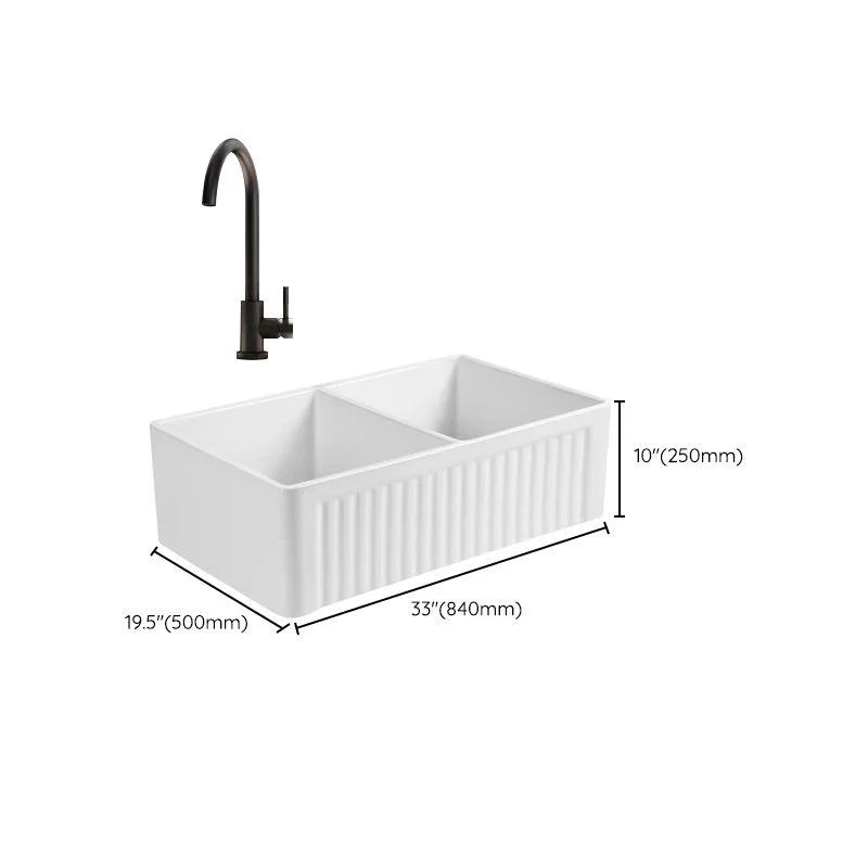 Farm Style Bathroom Sink Ceramic Rectangular Washroom Sink with Tap -Bathlova