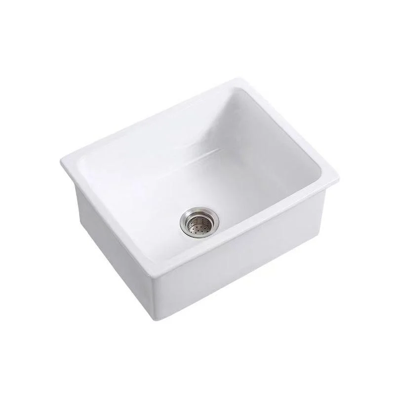 Farm Style Bathroom Sink Ceramic Rectangular Washroom Sink with Tap -Bathlova