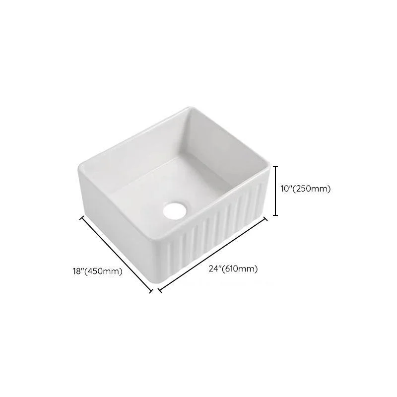 Farm Style Bathroom Sink Ceramic Rectangular Washroom Sink with Tap -Bathlova