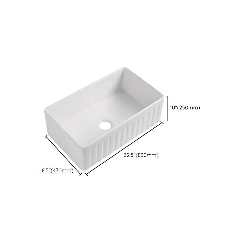 Farm Style Bathroom Sink Ceramic Rectangular Washroom Sink with Tap -Bathlova