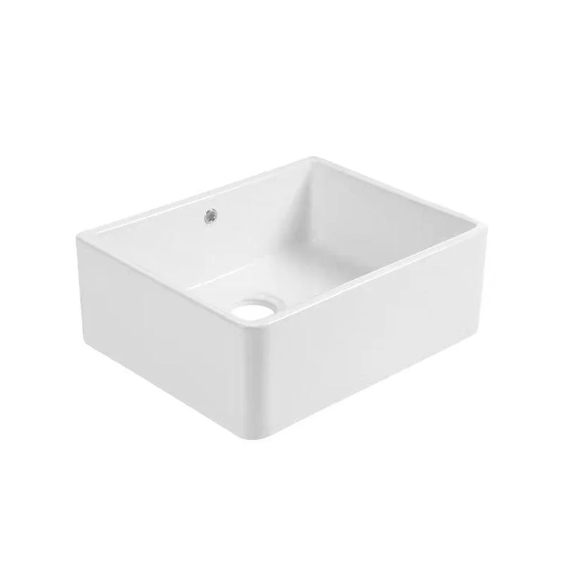 Farm Style Bathroom Sink Ceramic Rectangular Washroom Sink with Tap -Bathlova