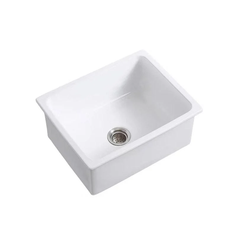 Farm Style Bathroom Sink Ceramic Rectangular Washroom Sink with Tap -Bathlova