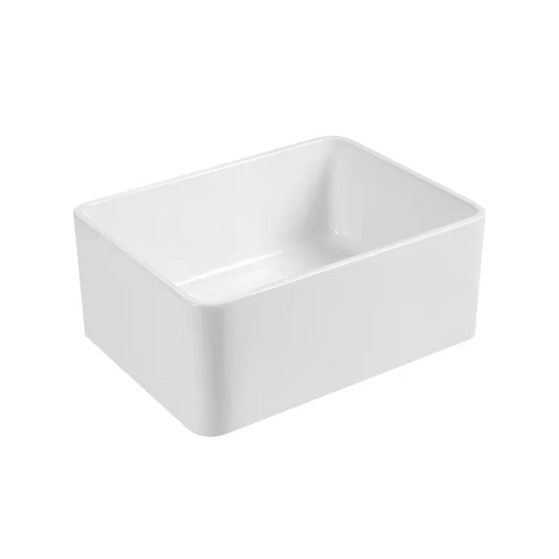 Farm Style Bathroom Sink Ceramic Rectangular Washroom Sink with Tap -Bathlova