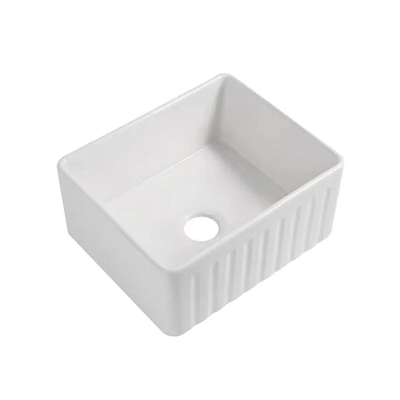 Farm Style Bathroom Sink Ceramic Rectangular Washroom Sink with Tap -Bathlova