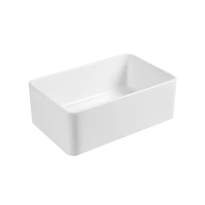 Farm Style Bathroom Sink Ceramic Rectangular Washroom Sink with Tap -Bathlova