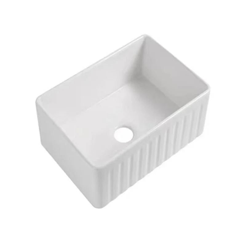 Farm Style Bathroom Sink Ceramic Rectangular Washroom Sink with Tap -Bathlova