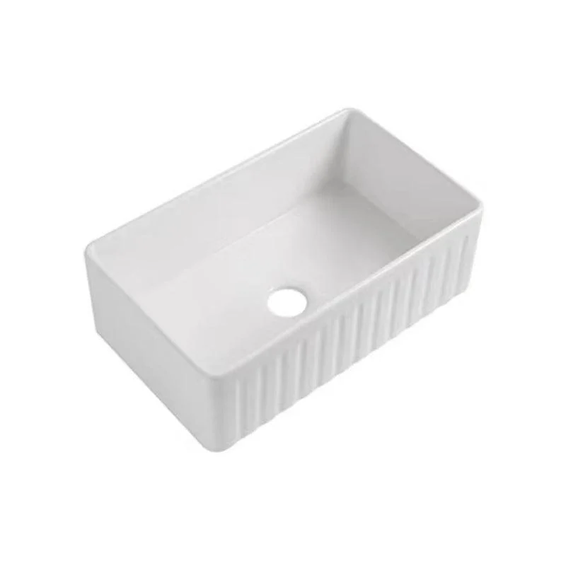 Farm Style Bathroom Sink Ceramic Rectangular Washroom Sink with Tap -Bathlova