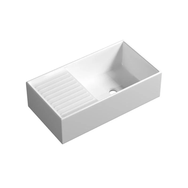 Farm Style Bathroom Sink Ceramic Rectangular Washroom Sink with Tap -Bathlova