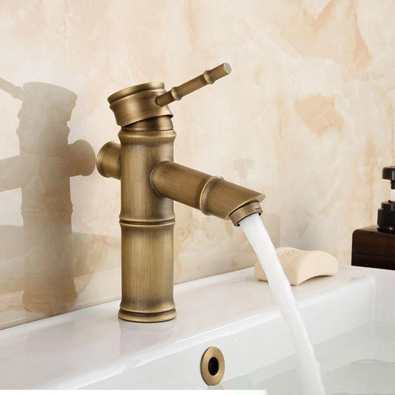 Farmhouse Brass Bathroom Tap Lever Handle Tap Single Hole Vessel Sink Tap -Bathlova