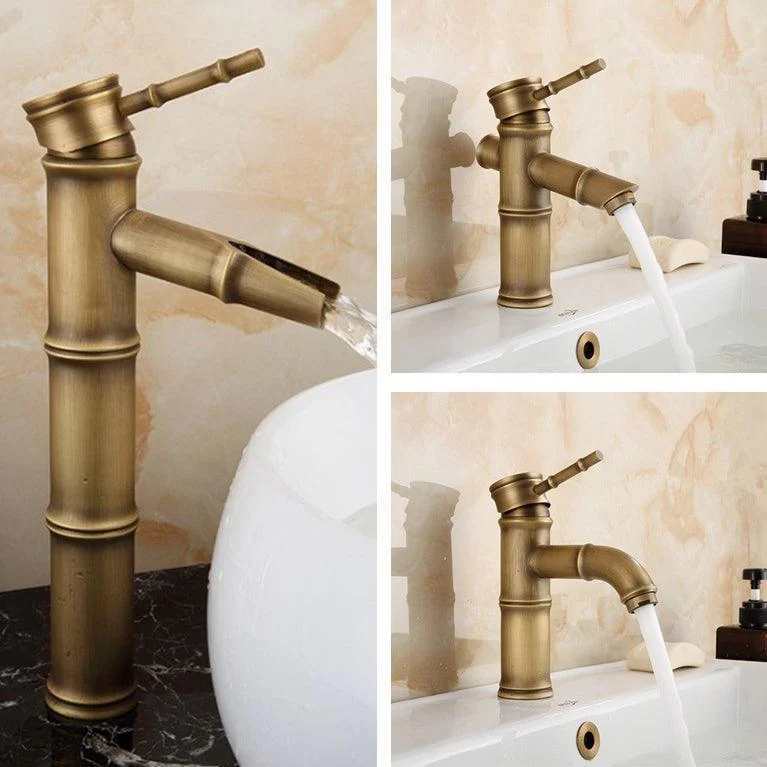 Farmhouse Brass Bathroom Tap Lever Handle Tap Single Hole Vessel Sink Tap -Bathlova